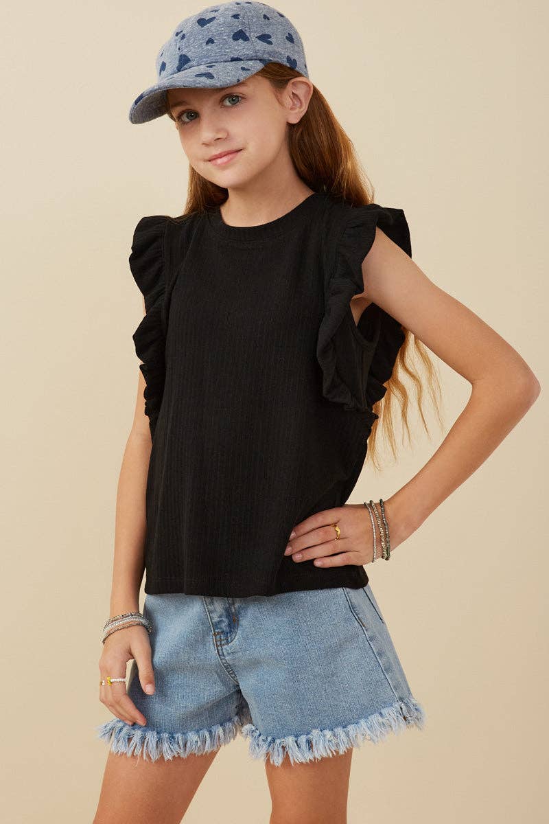 Hayden LA - Girls Ribbed Ruffled Detail Knit Tank
