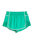 Athletic Pleated Side Panel Shorts – Girls (Red/White & Sea Green/White)