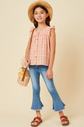Hayden LA - Girls Textured Plaid Ruffled Button Up Tank