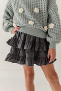 Girls Ruffled Skirt in Stormy Blue