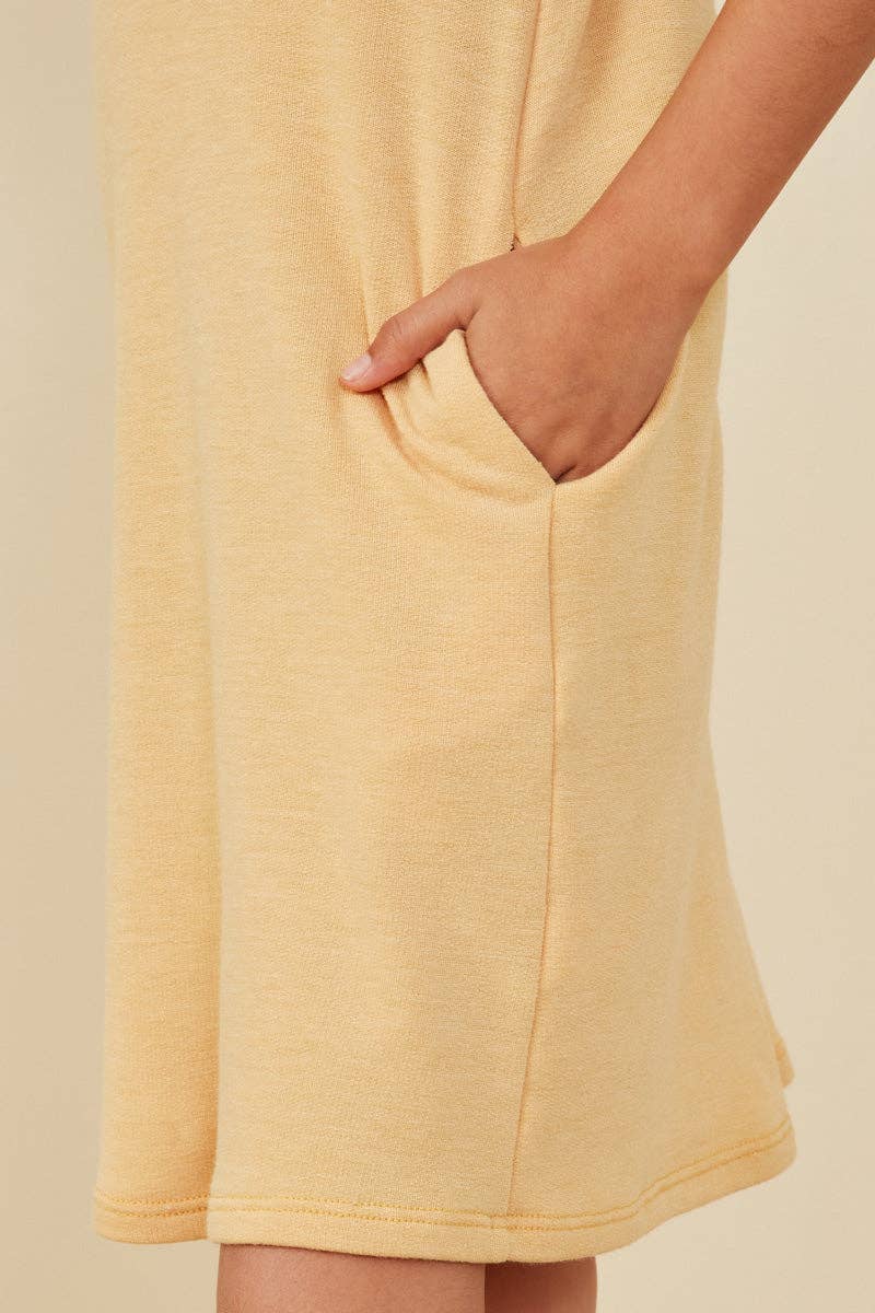 Hayden LA - Girls Gathered Puff Sleeve French Terry Knit Dress