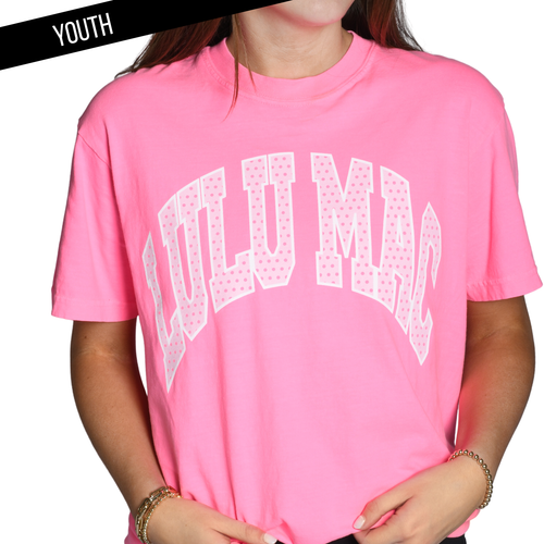 KD-PD-1001 Dot Neon Pink Youth Comfort Colors Tee
