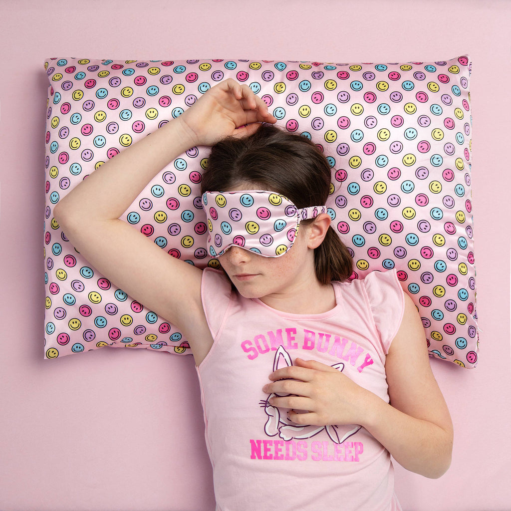 Karma Smiley Face Satin Sleep Mask Eye Cover for Bed