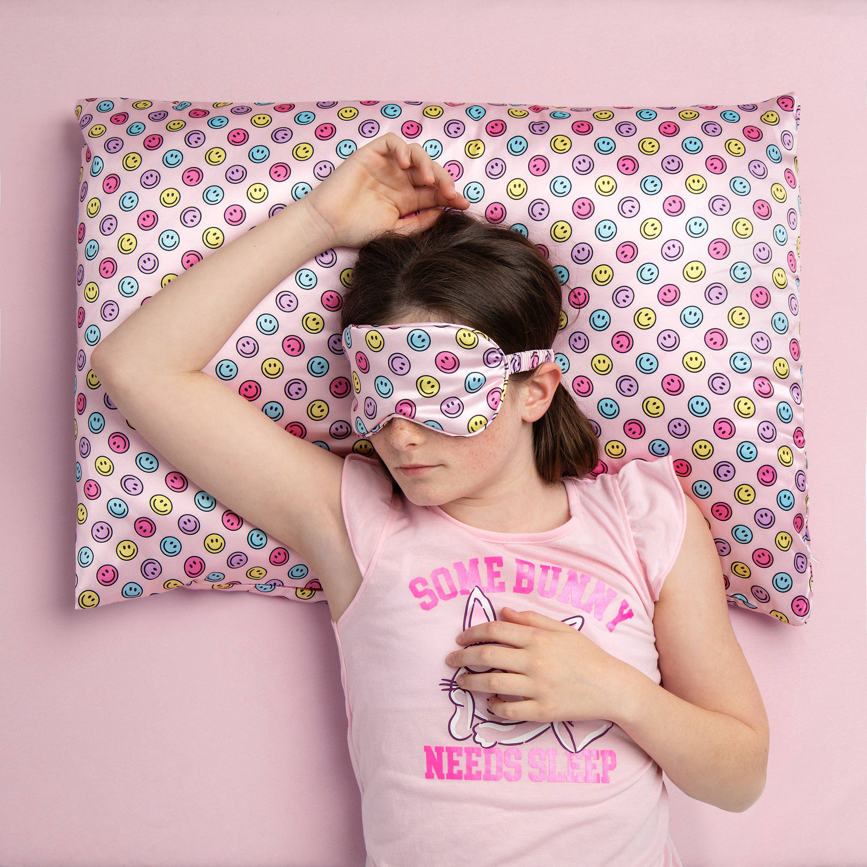 Karma Smiley Face Satin Sleep Mask Eye Cover for Bed