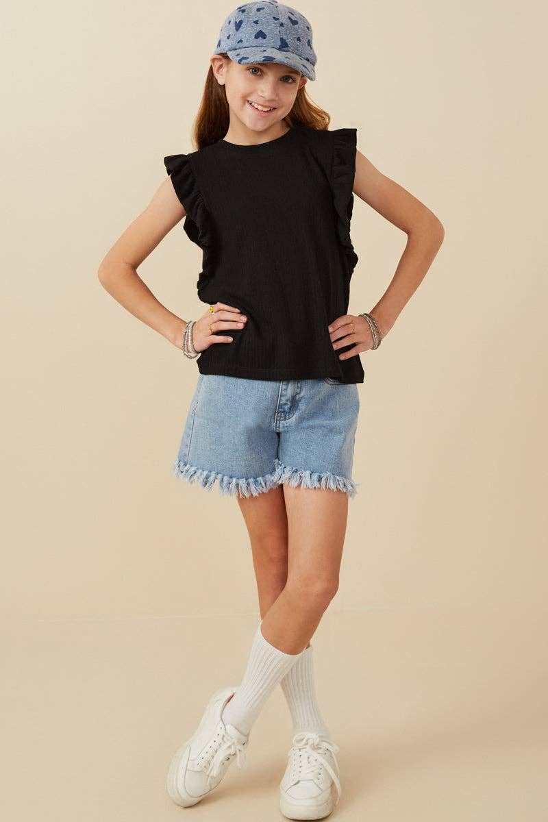 Hayden LA - Girls Ribbed Ruffled Detail Knit Tank