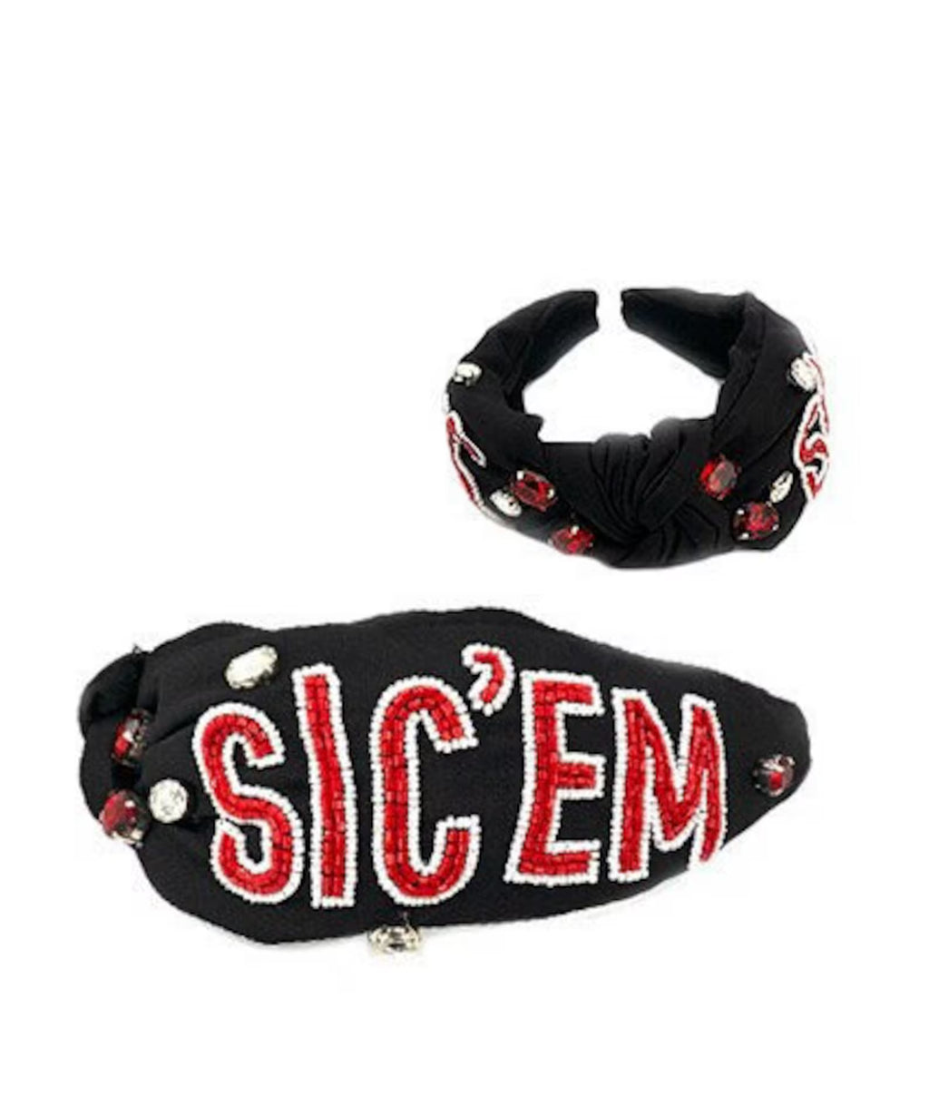 Bulldogs "Sic 'Em" Pearl & Rhinestone Headband