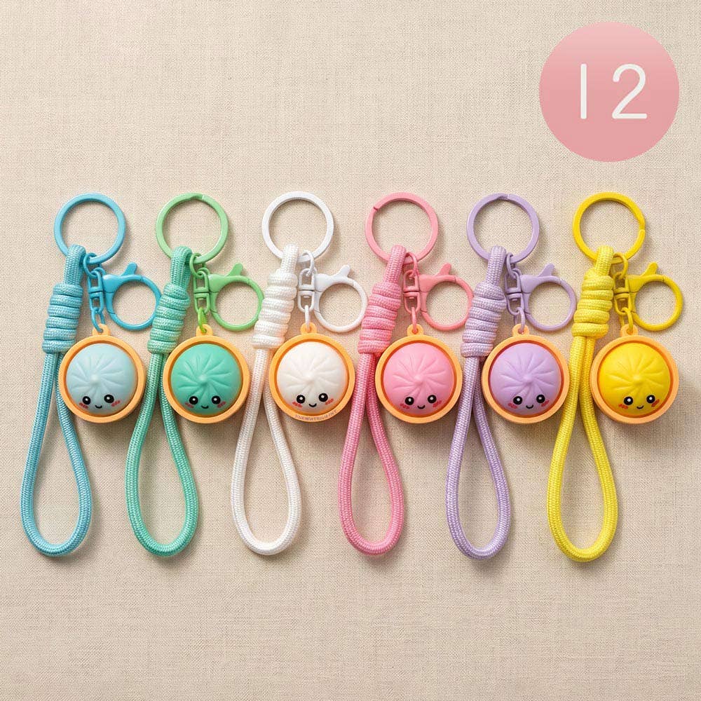 Cute Bao Bun Dumpling Stress Relief Fidget Clicker Bag Charm Keychains