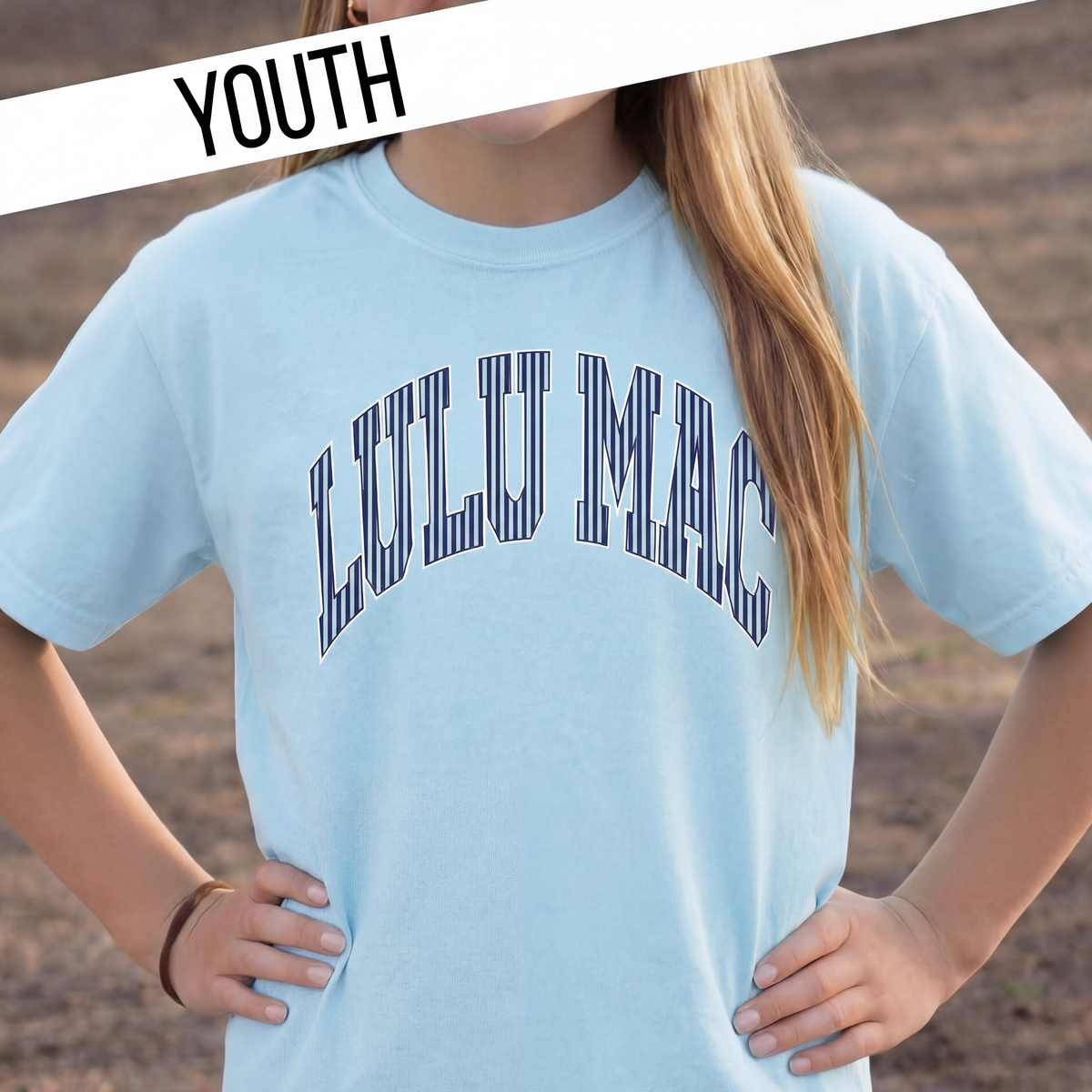Lulu Mac- Youth Stripe Chambray Youth Comfort Colors Tee