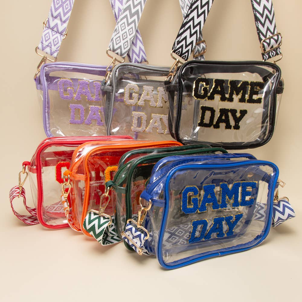 “Game Day” Red & Navy Crossbody Bag Fuzzy Chenille Clear