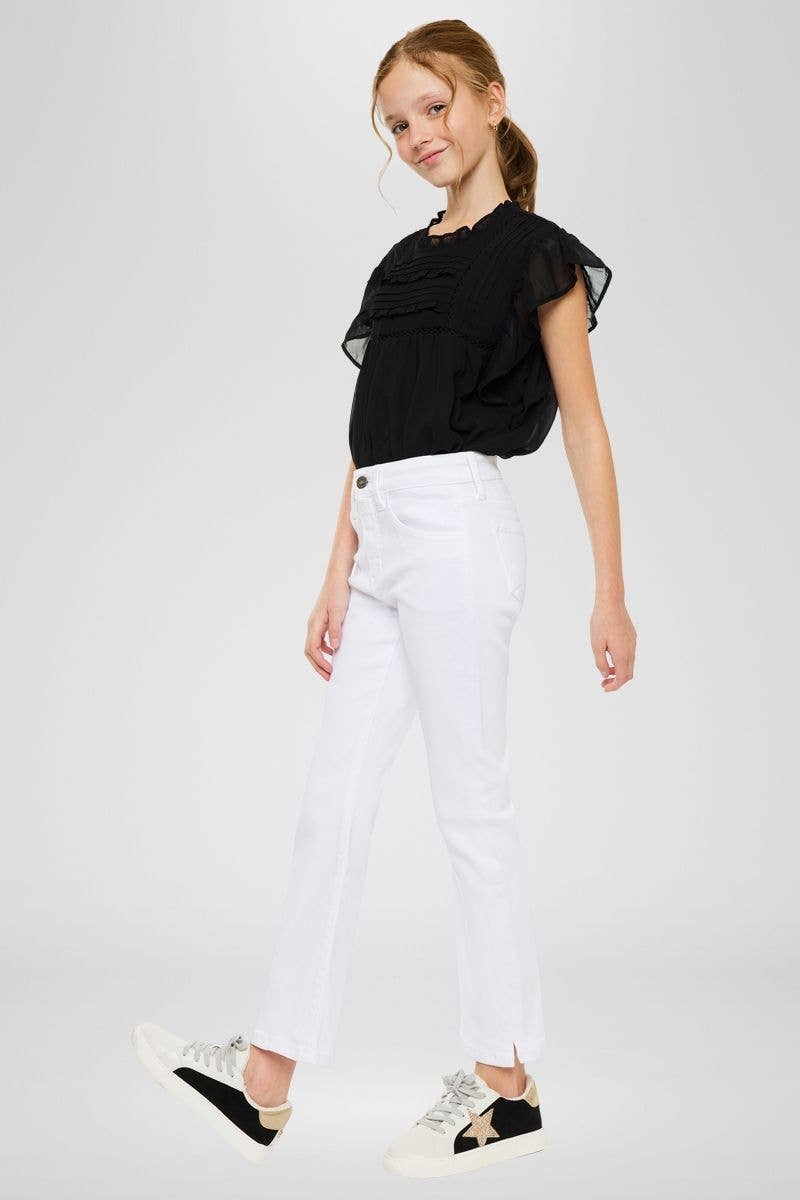 YOUTH HIGH RISE WHITE KICK FLARE JEANS-YC9281WT