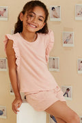 Girls Balloon Ruffle Sleeveless French Terry Knit Tank