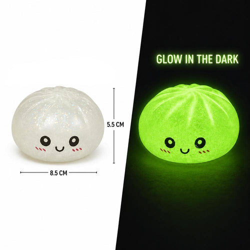 12PCS - Glow In The Dark Bao Bun Dumpling Squeeze Squishy Stress Relief Toy