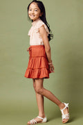 Girls Crochet Hem Tiered Ruffle Skirt