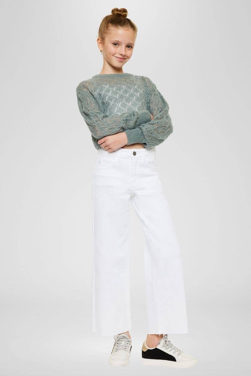 YOUTH HIGH RISE CROP WIDE LEG-YC7457WT