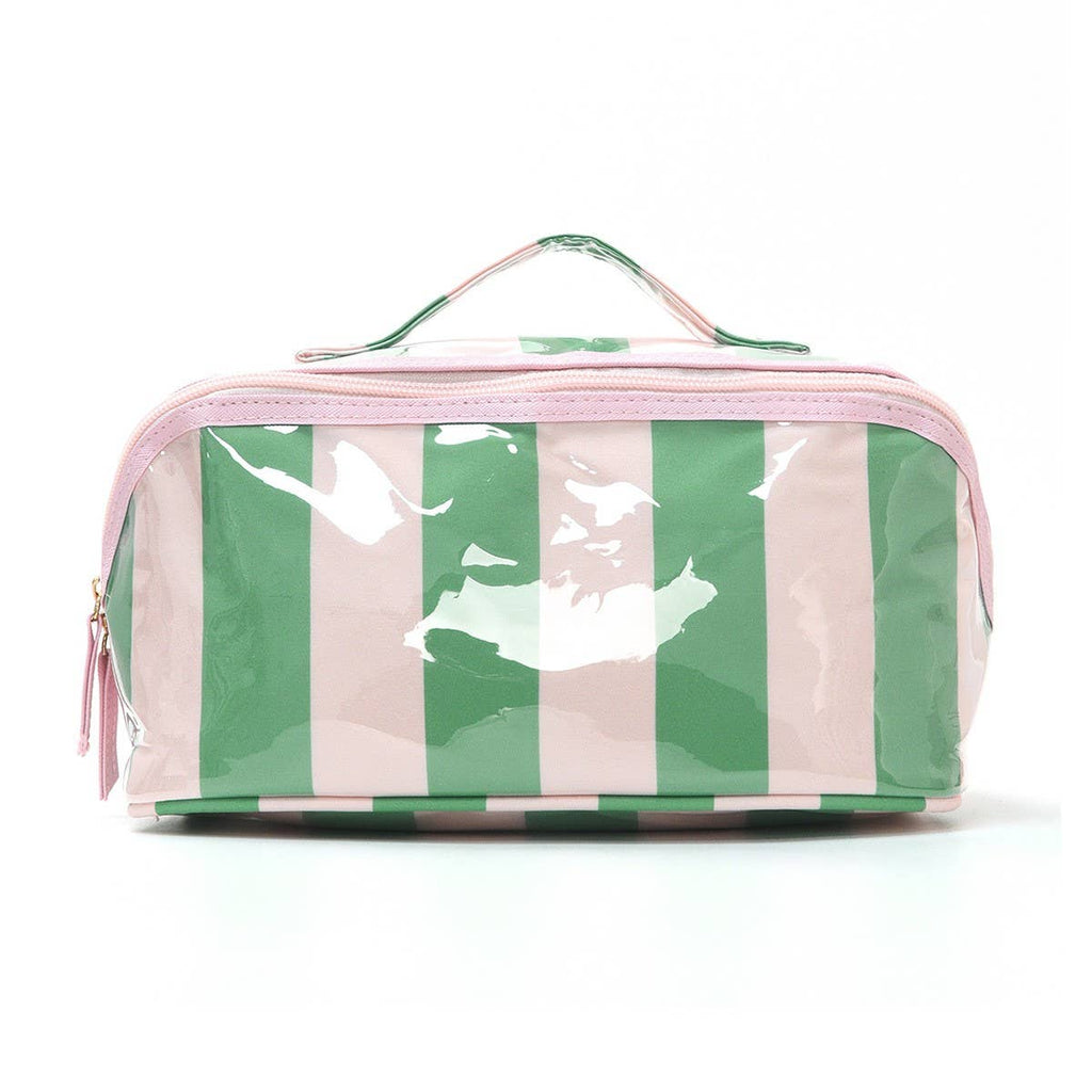 CHECKER STRIPED  Pink/Green, Red/Pink, Checker OPEN FLAT COSMETIC MAKEUP POUCH | 40P610
