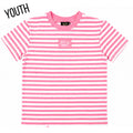Lulu Mac- Youth STRIPE MONOCHROME PATCH YOUTH BABY DOLL TOP-NEON PINK