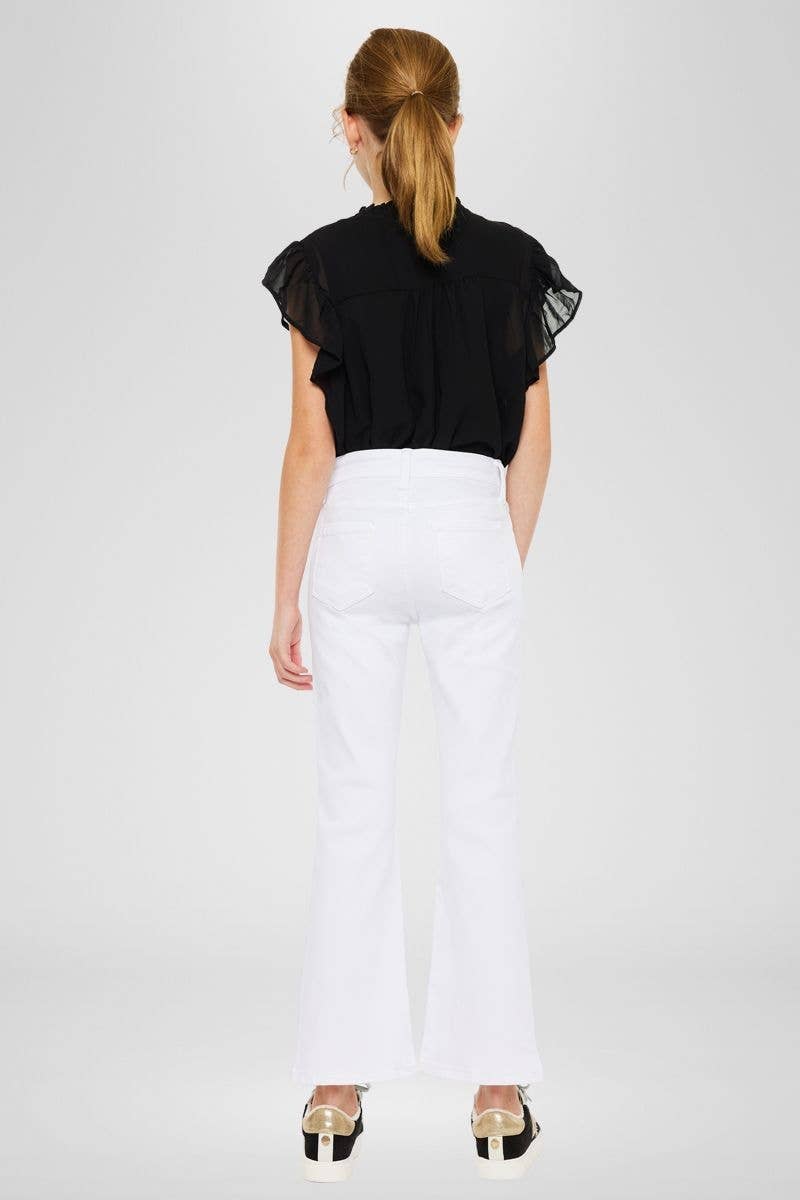 YOUTH HIGH RISE WHITE KICK FLARE JEANS-YC9281WT