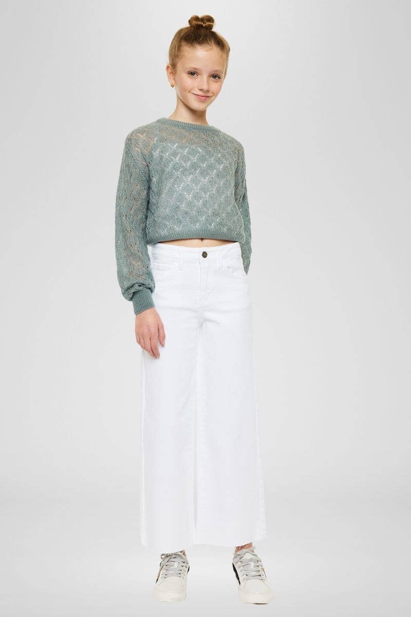 YOUTH HIGH RISE CROP WIDE LEG-YC7457WT