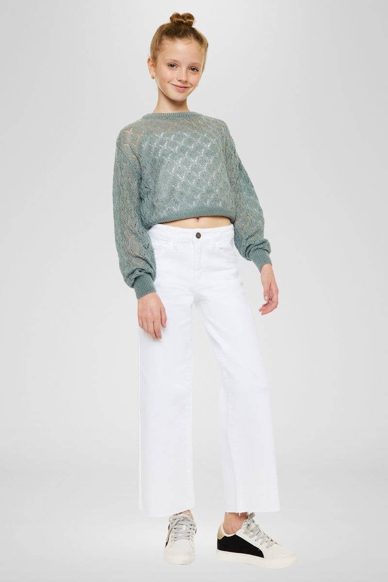 YOUTH HIGH RISE CROP WIDE LEG-YC7457WT