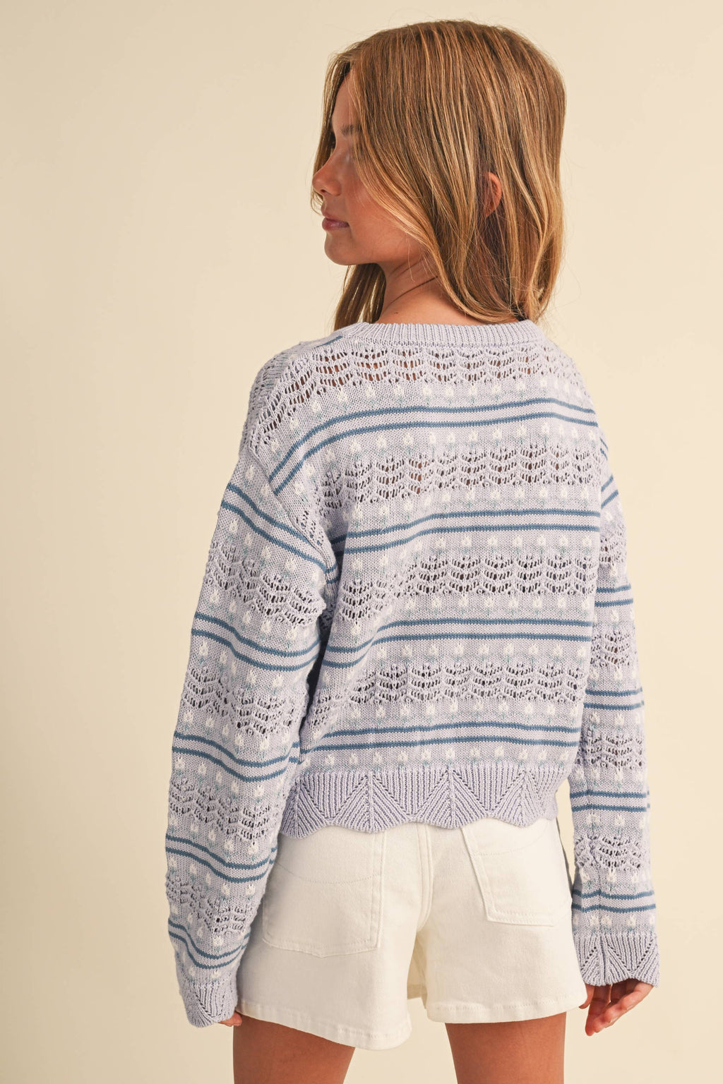 TWEEN GIRLS KIDS PULL OVER TOP IN FLOWER POINTELLE (7-14)