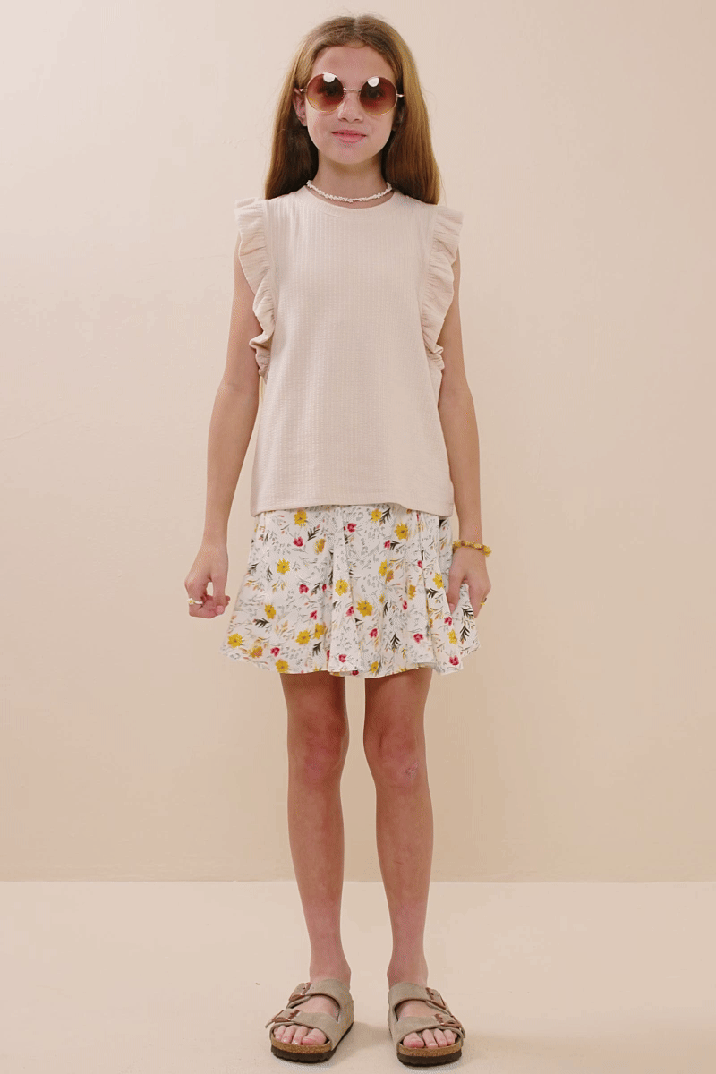 Hayden LA - Girls Ribbed Ruffled Detail Knit Tank