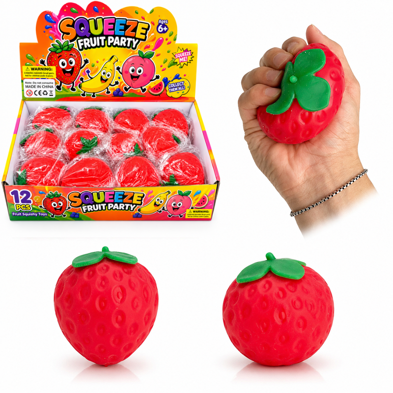 Strawberry Dough Ball Squishy – 12 Piece Display MSS1