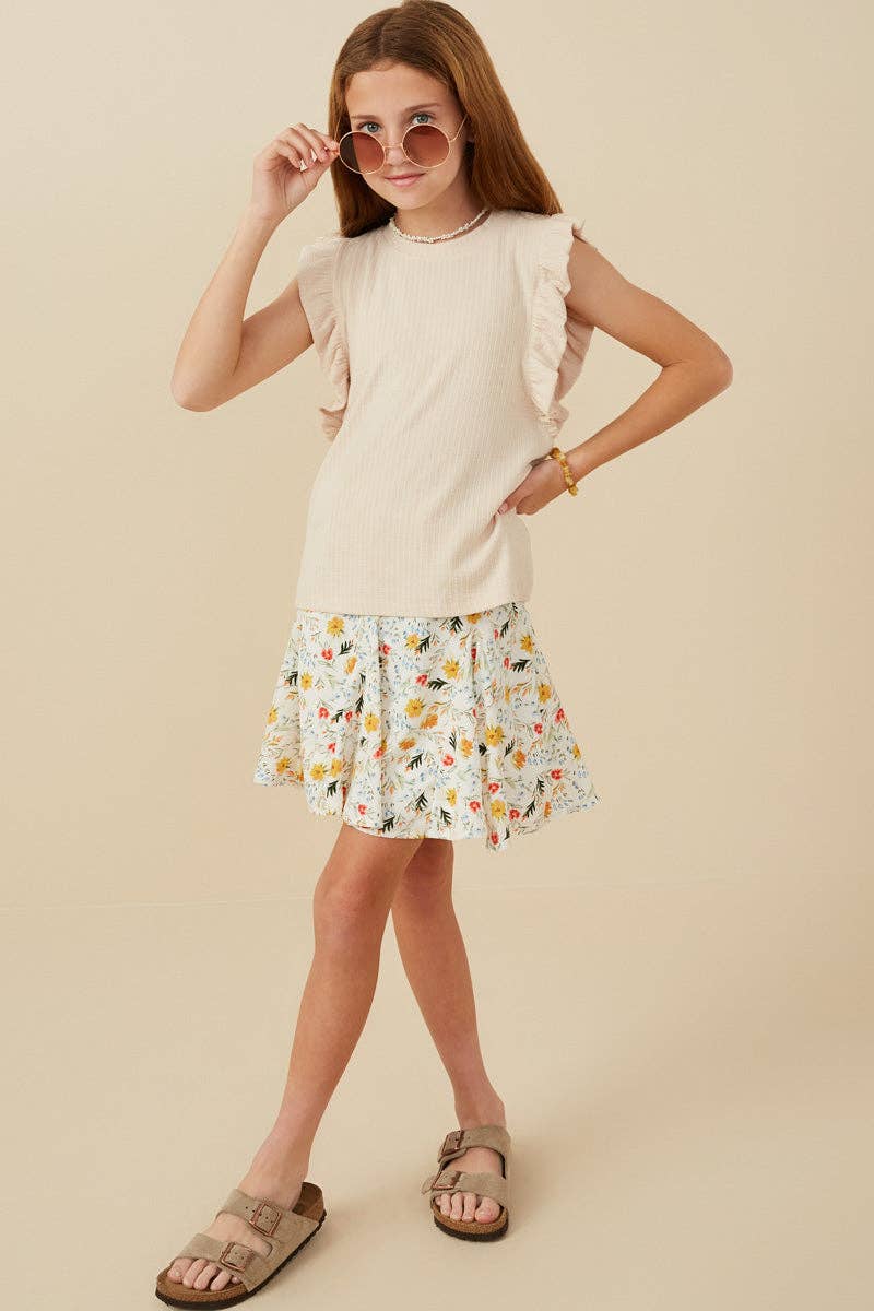 Hayden LA - Girls Ribbed Ruffled Detail Knit Tank