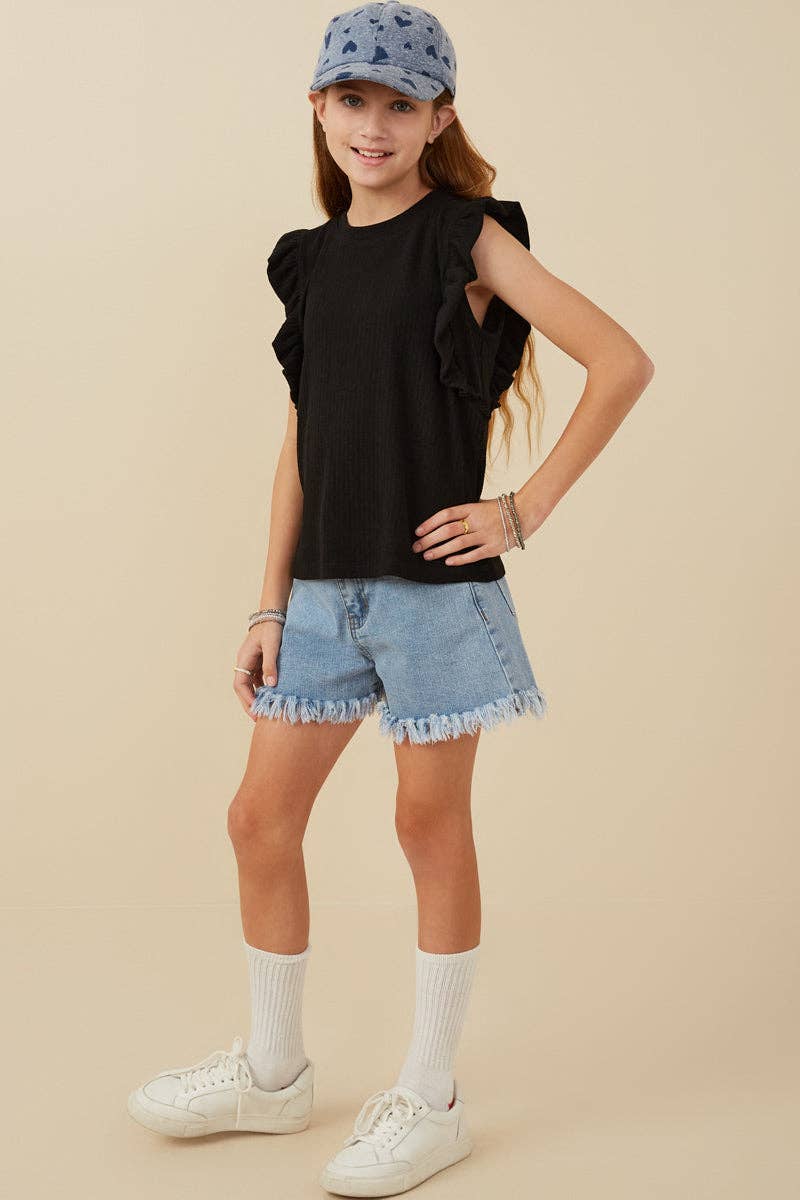 Hayden LA - Girls Ribbed Ruffled Detail Knit Tank