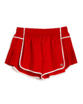 Athletic Pleated Side Panel Shorts – Girls (Red/White & Sea Green/White)