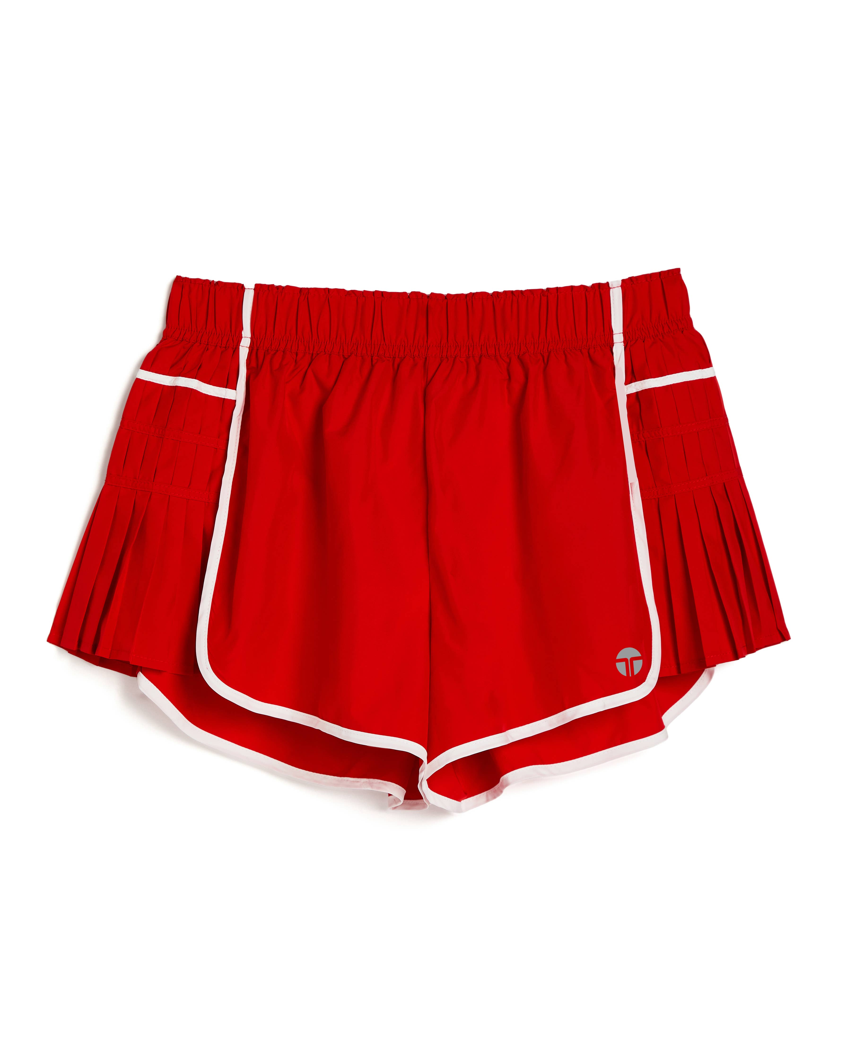 Athletic Pleated Side Panel Shorts – Girls (Red/White & Sea Green/White)