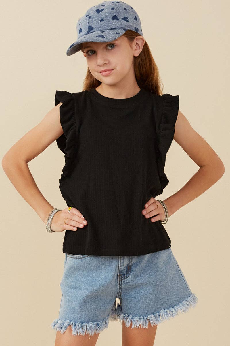 Hayden LA - Girls Ribbed Ruffled Detail Knit Tank