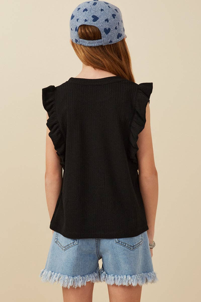 Hayden LA - Girls Ribbed Ruffled Detail Knit Tank