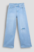 Girls Elastic Back Wide Leg Jeans-GP257002