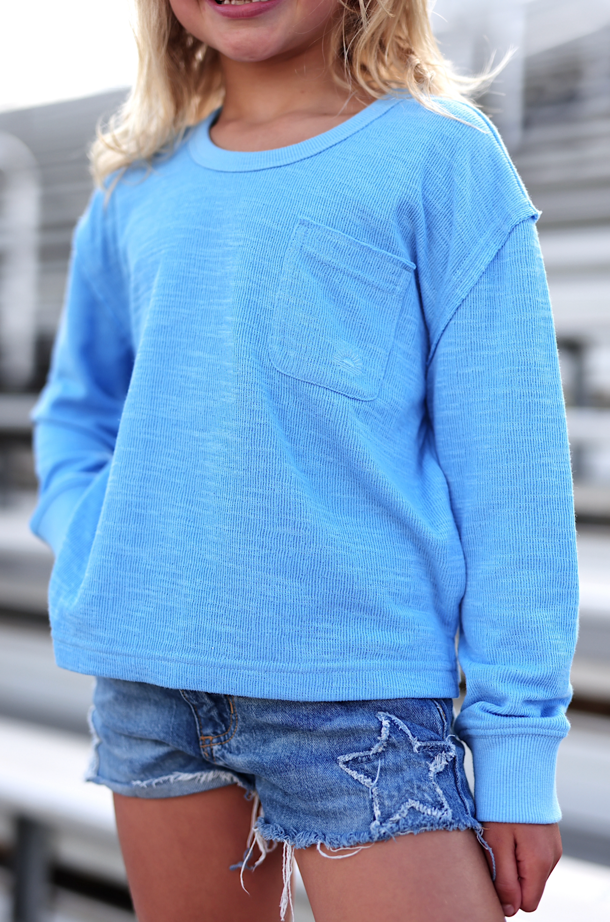 Knit Top – YOUTH Long Weekend Long Sleeve Crew - Powder Blue
