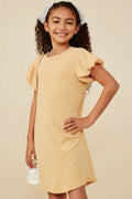 Hayden LA - Girls Gathered Puff Sleeve French Terry Knit Dress