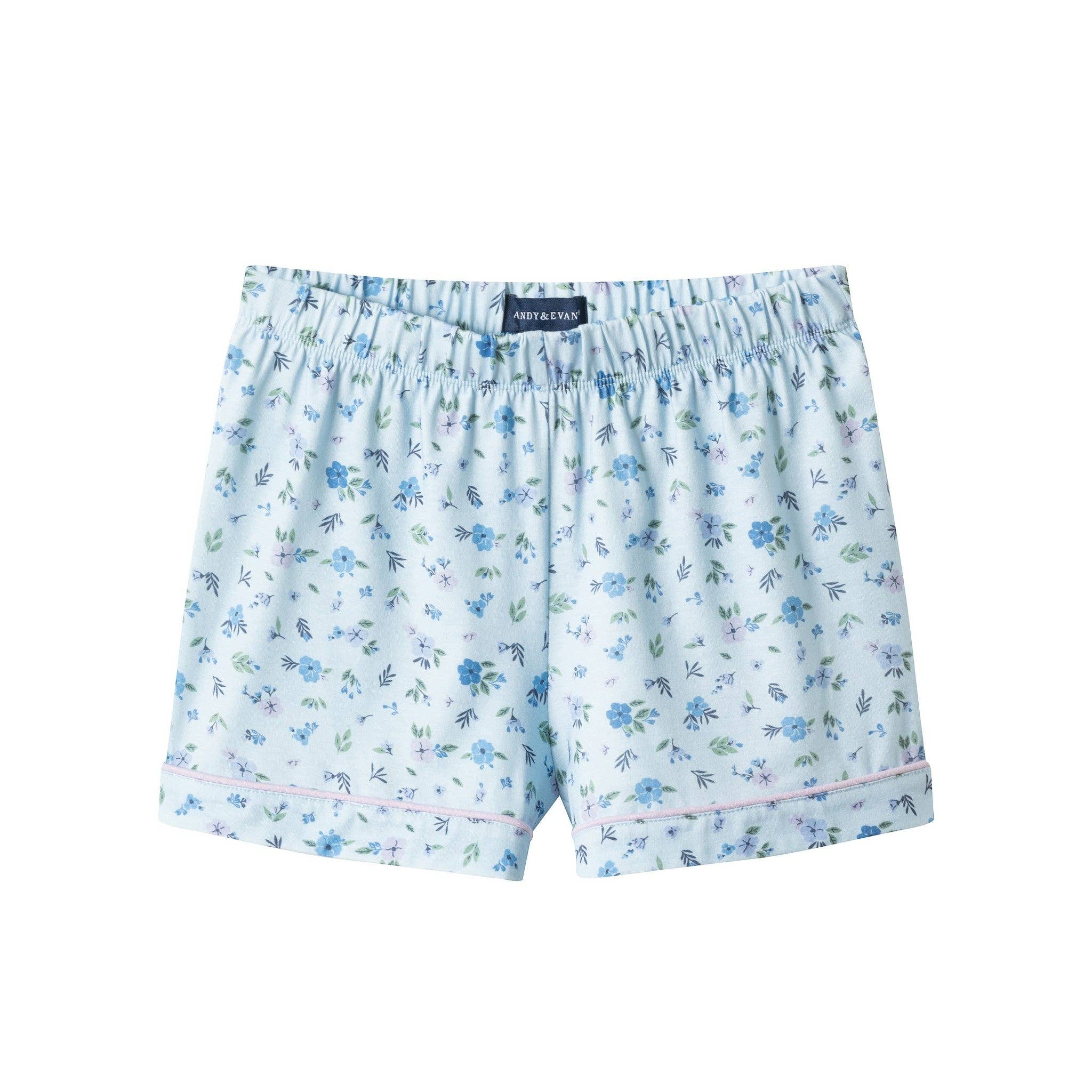 Tween Girls Buttondown Pajama Set | Blue Floral