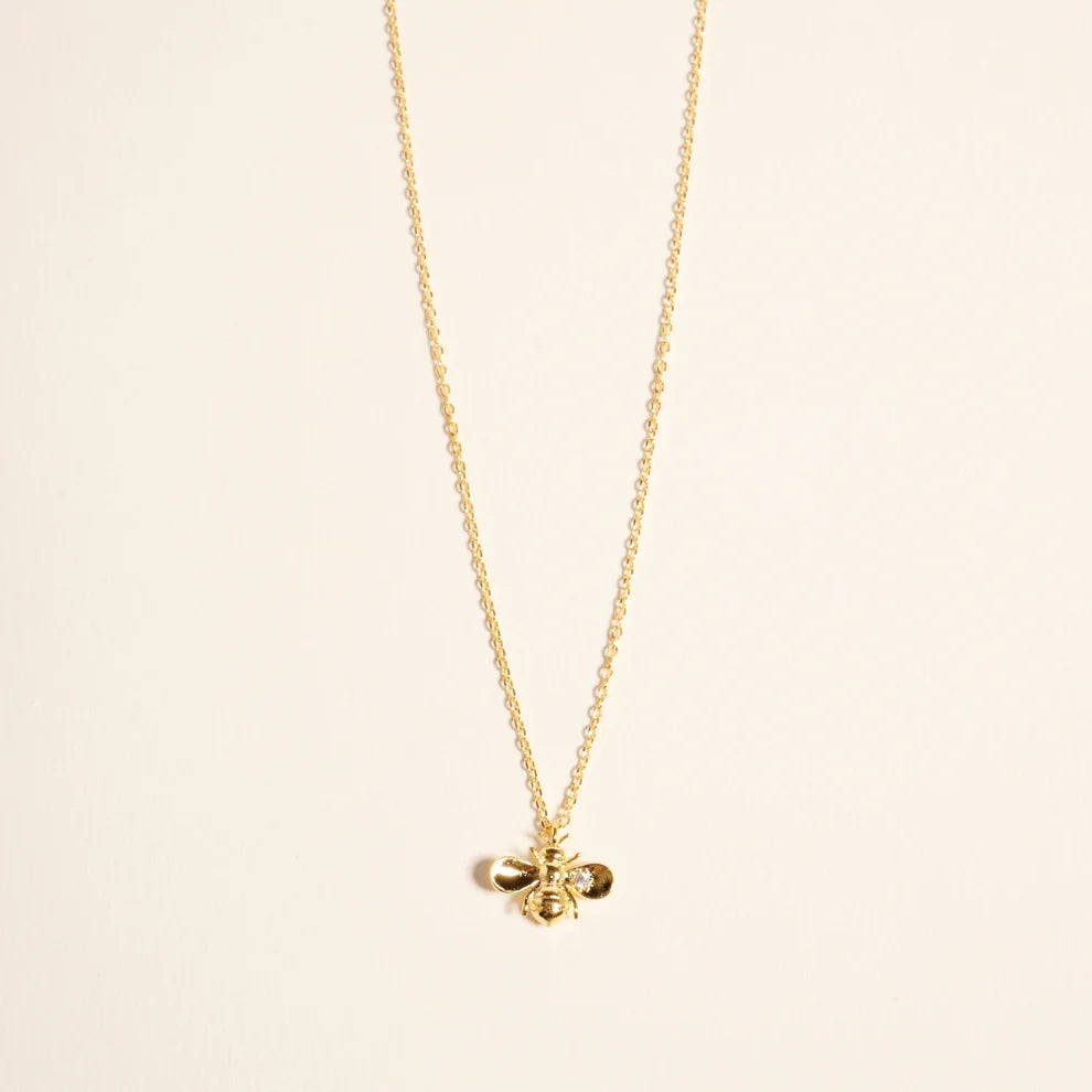 18K Gold Dipped Water Resistant Bee Charm Necklace