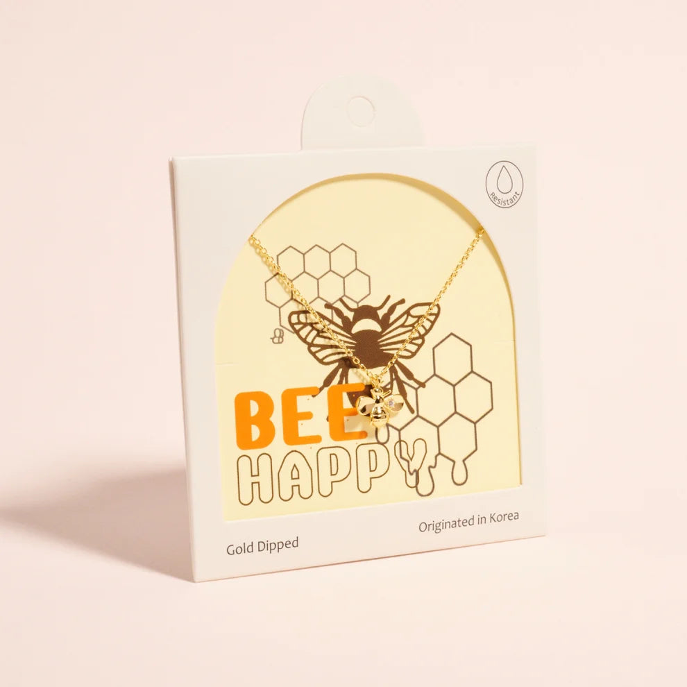18K Gold Dipped Water Resistant Bee Charm Necklace