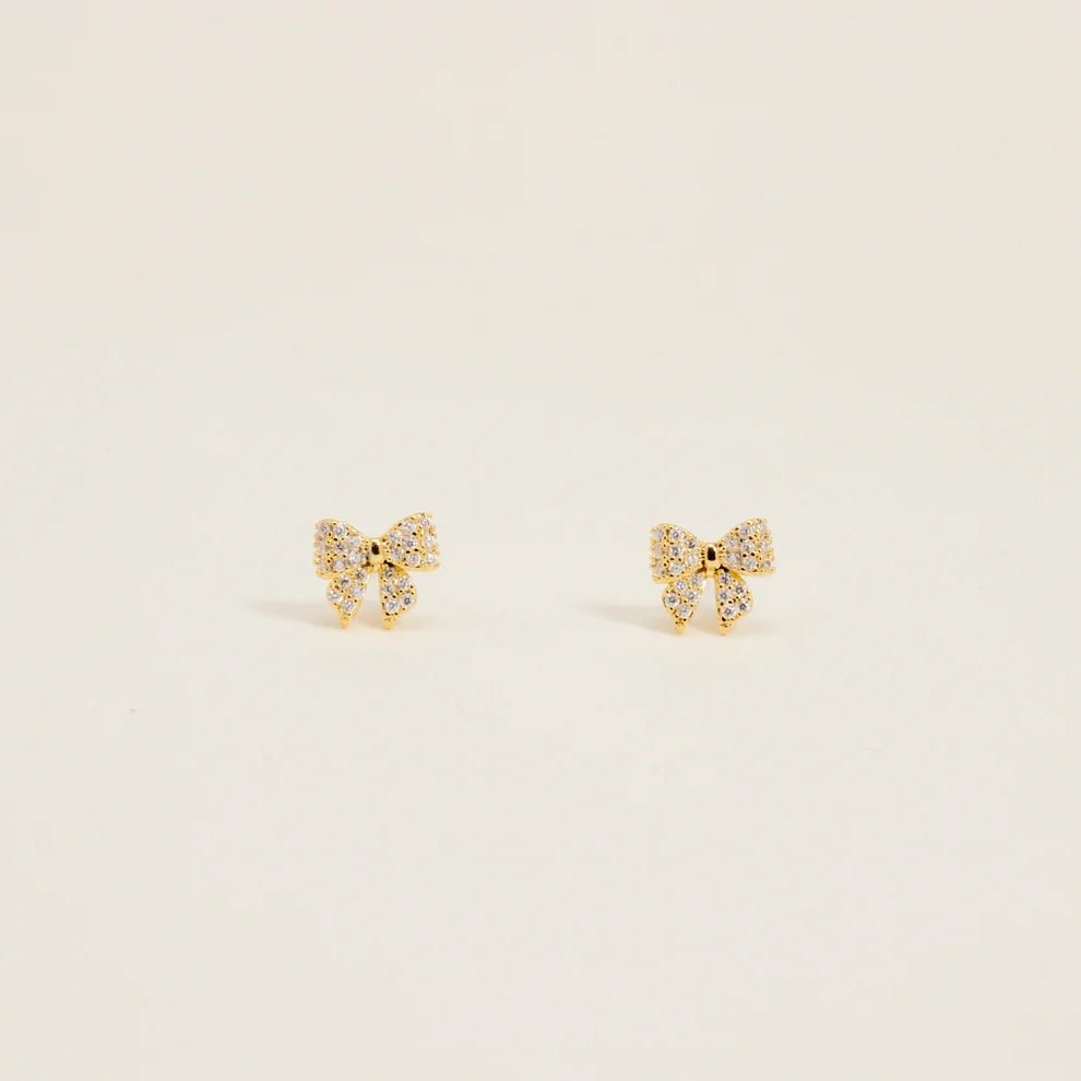 18K Gold Dipped Water Resistant Bow Stud Earrings