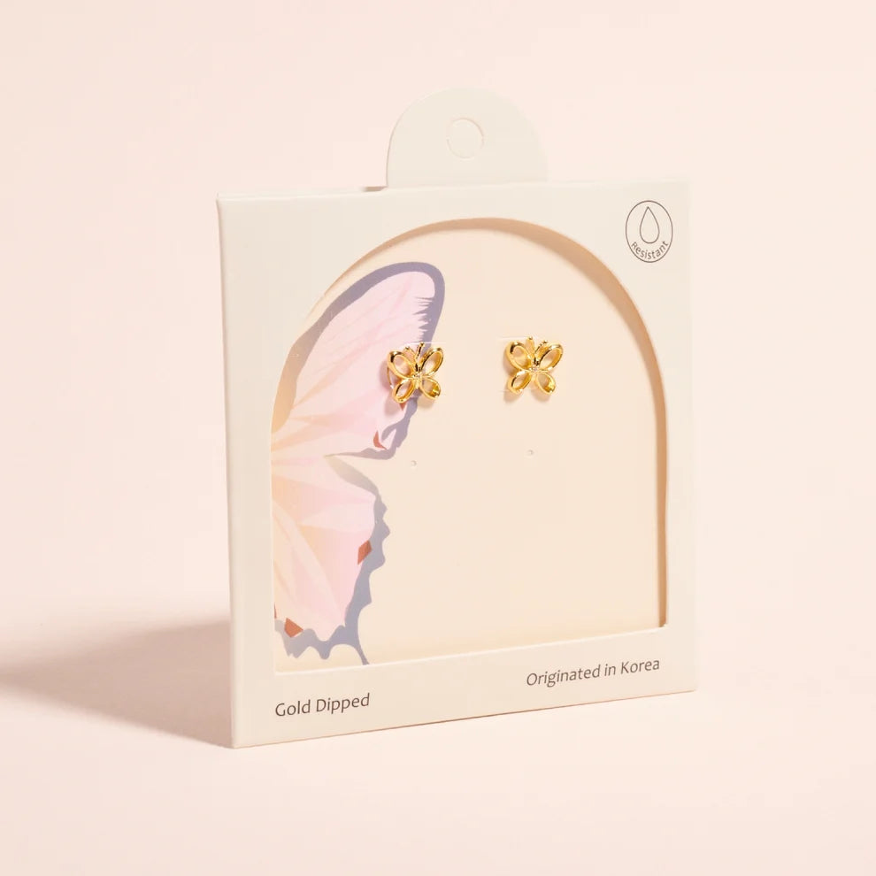 18K Gold Dipped Water Resistant Butterfly Earrings