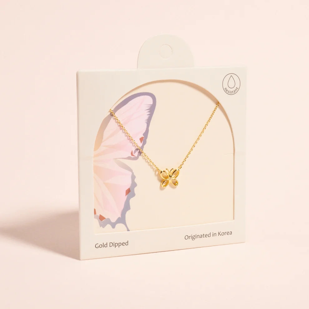 18K Gold Dipped Water Resistant Butterfly Necklace
