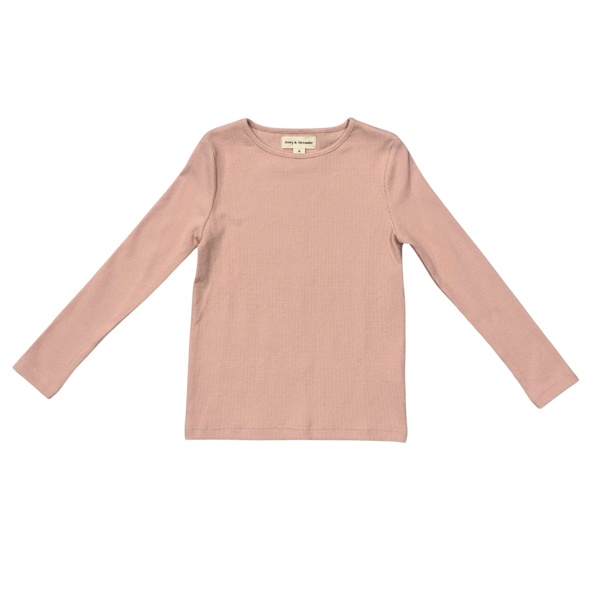Girls Ribbed Long Sleeve Shirt in Peach Whip