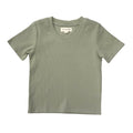 Girls Ribbed Short Sleeve Tee in Evergreen