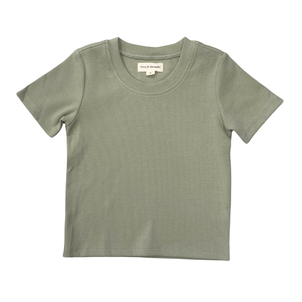 Girls Ribbed Short Sleeve Tee in Evergreen