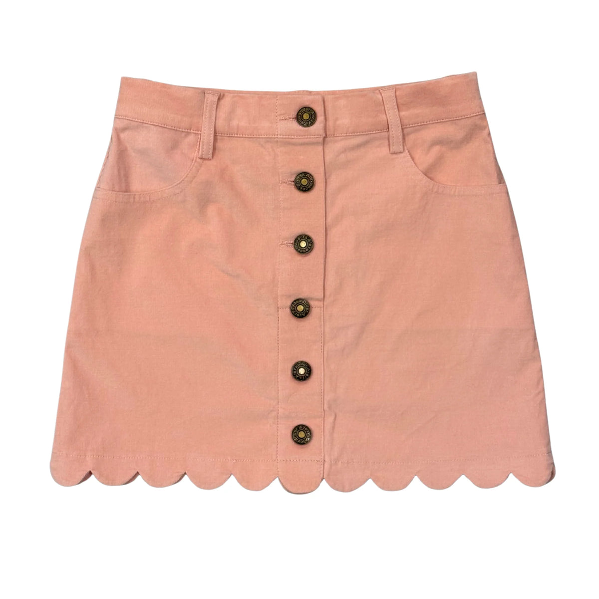 Girls Scallop Hem Corduroy Skirt in Rose Cloud