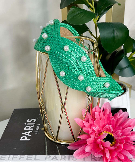 Kelly Green Pearl Knot Headband