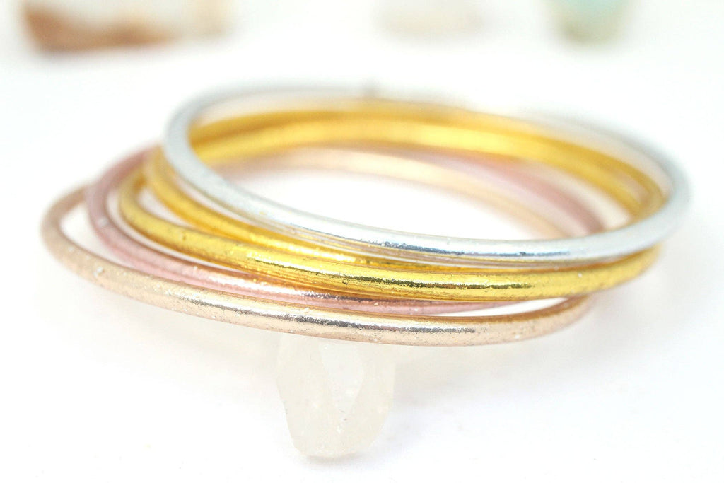 Single Thin Thai Buddhist Temple Bracelet, Assorted Metals