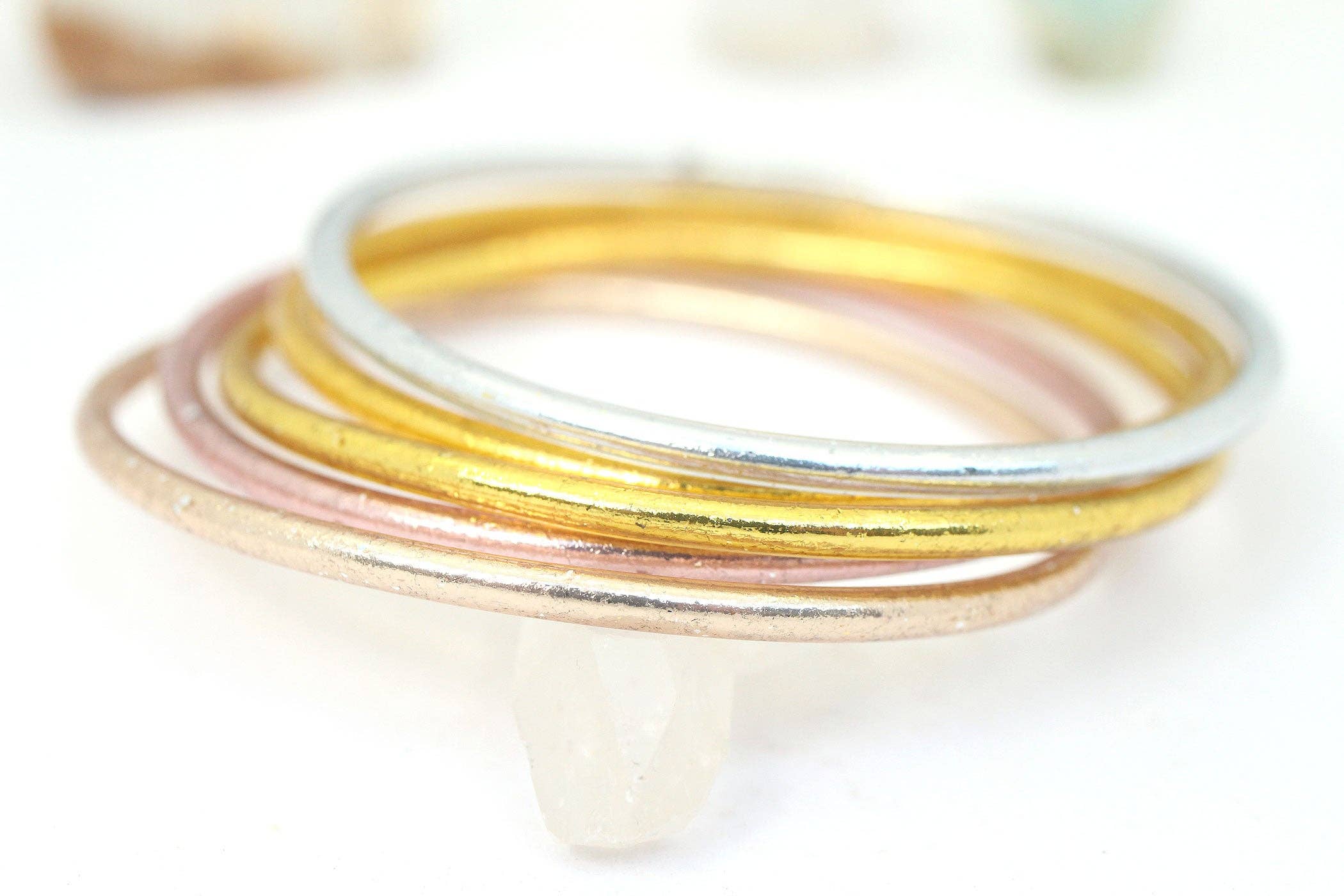 Single Thin Thai Buddhist Temple Bracelet, Assorted Metals