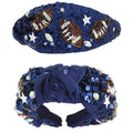 Red & Navy Football Top Knotted Jeweled Beaded Headband
