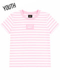 Lulu Mac- YOUTH STRIPE MONOCHROME PATCHBABY DOLL TOP-LIGHT PINK